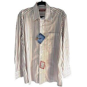John Players Mens Shirt Long Sleeve Dress Multicolored Striped Pocket Size 42 CM